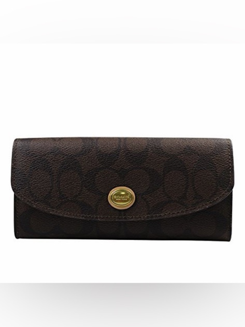 Coach Peyton Signature Envelope Snap Wallet with Pouch